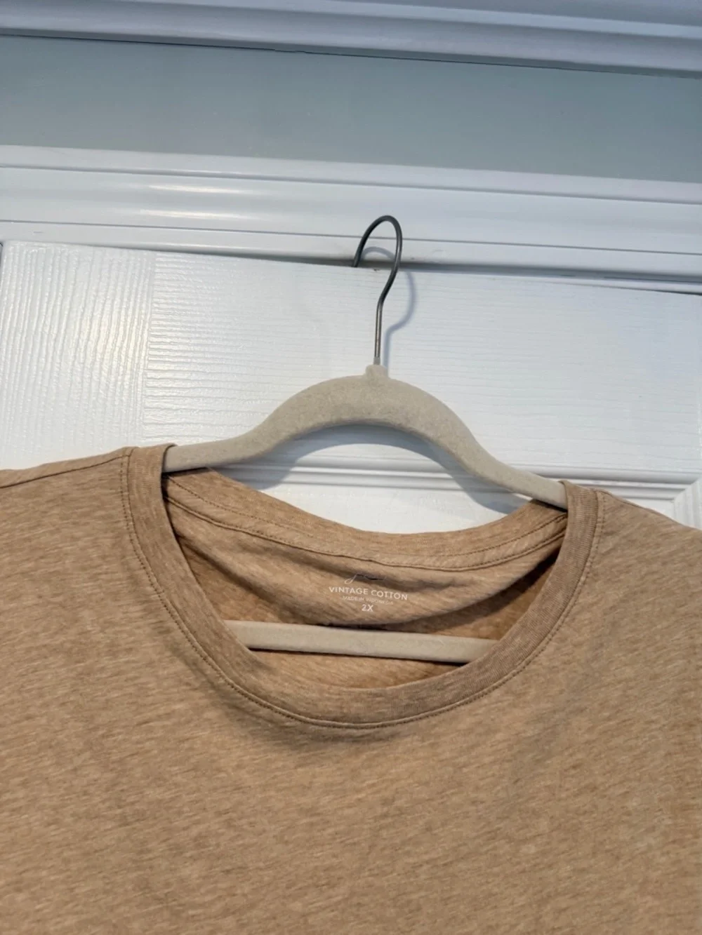 NWOT J. Crew Size 2X Oatmeal Vintage Cotton Short Sleeve Crew Neck Tee Shirt